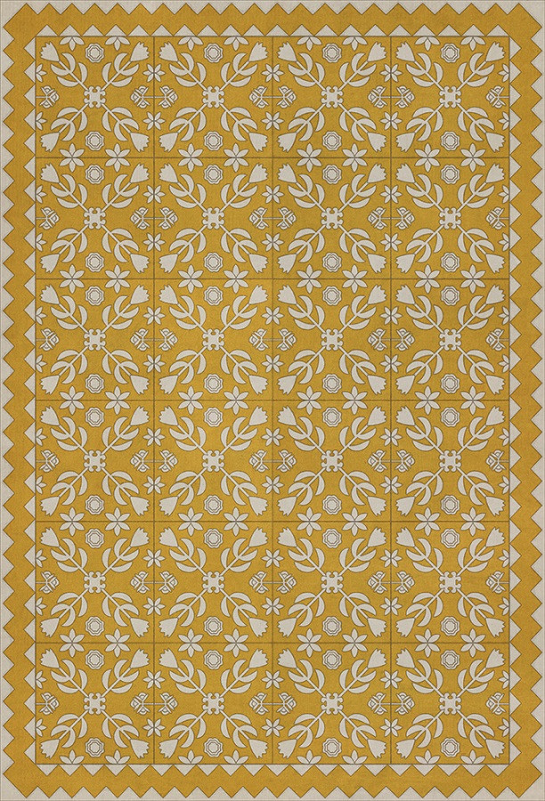 Floral Quilt Autumn Moonlight - vinyl floor cloth sizes 20x30, 24x36, 30x44, 38x56