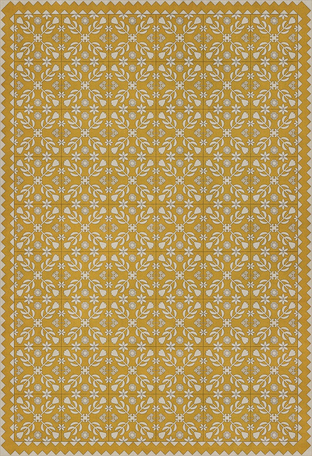 Floral Quilt Autumn Moonlight - vinyl floor cloth sizes 52x76, 70x102