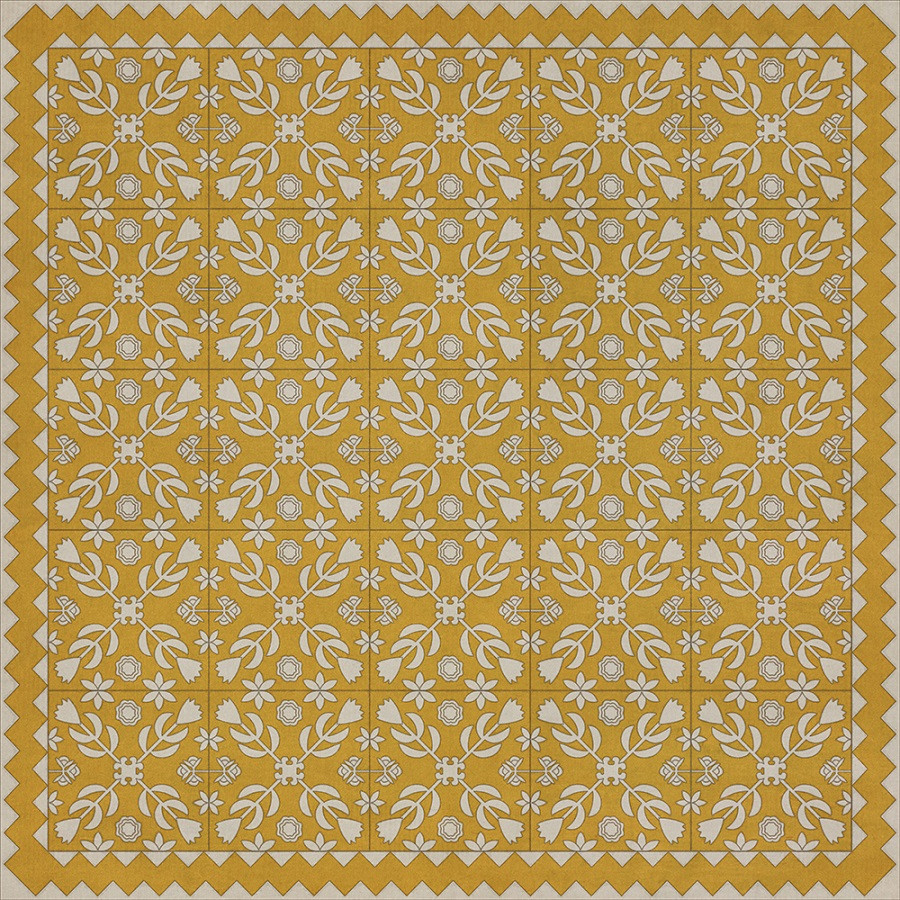 Floral Quilt Autumn Moonlight - vinyl floor cloth sizes 36x36, 48x48