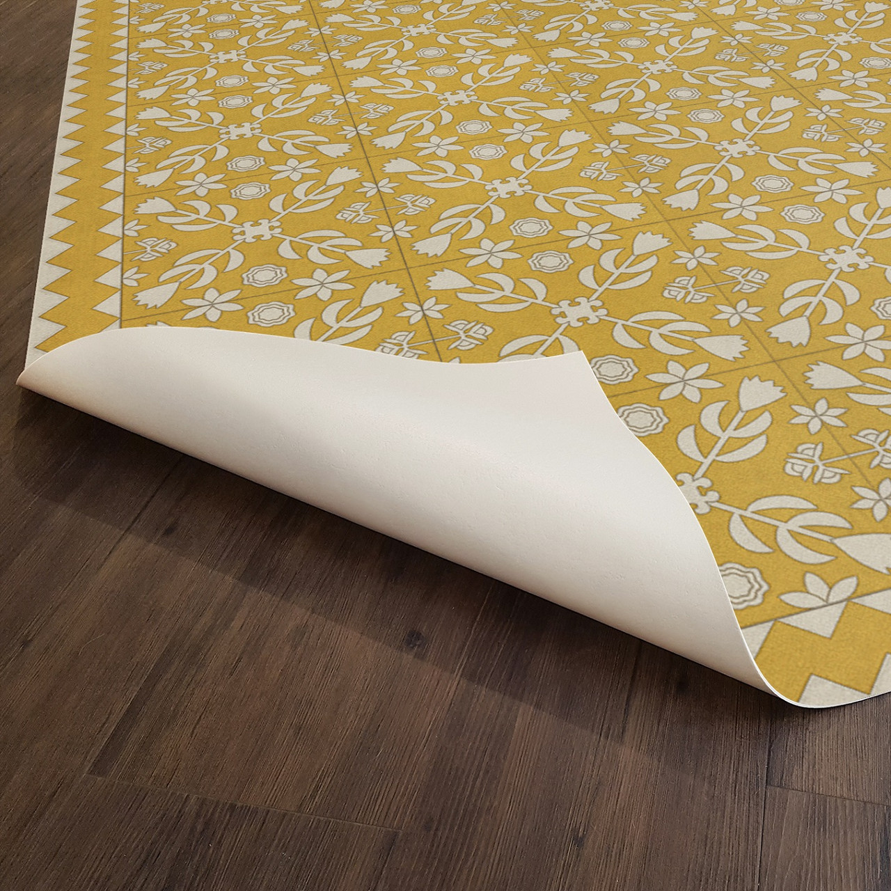 Floral Quilt Autumn Moonlight - vinyl floor cloth underside 