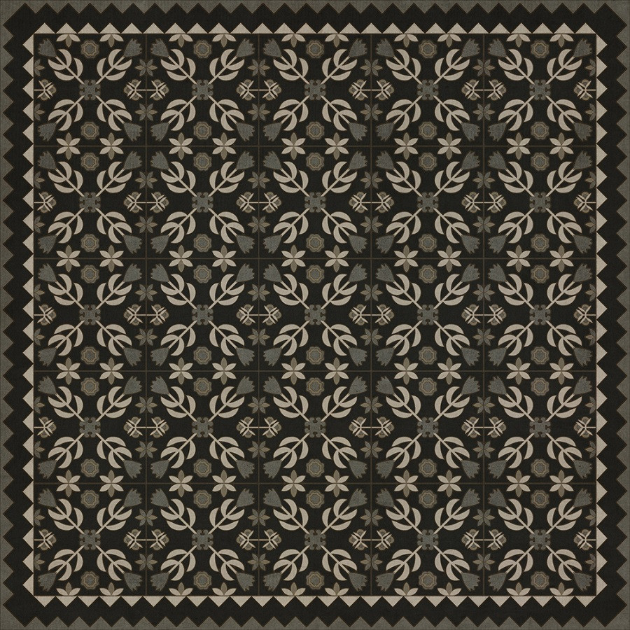 Floral Quilt First Day of Spring - vinyl floor cloth sizes 36x36, 48x48