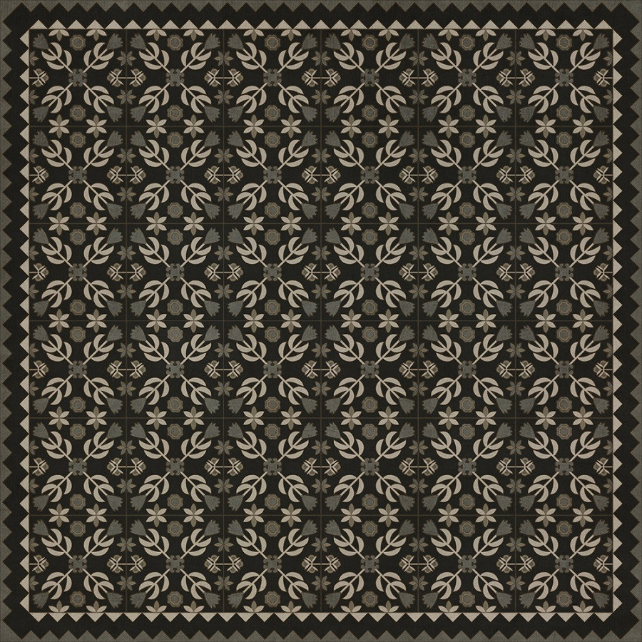 Floral Quilt First Day of Spring - vinyl floor cloth sizes 60x60, 72x72