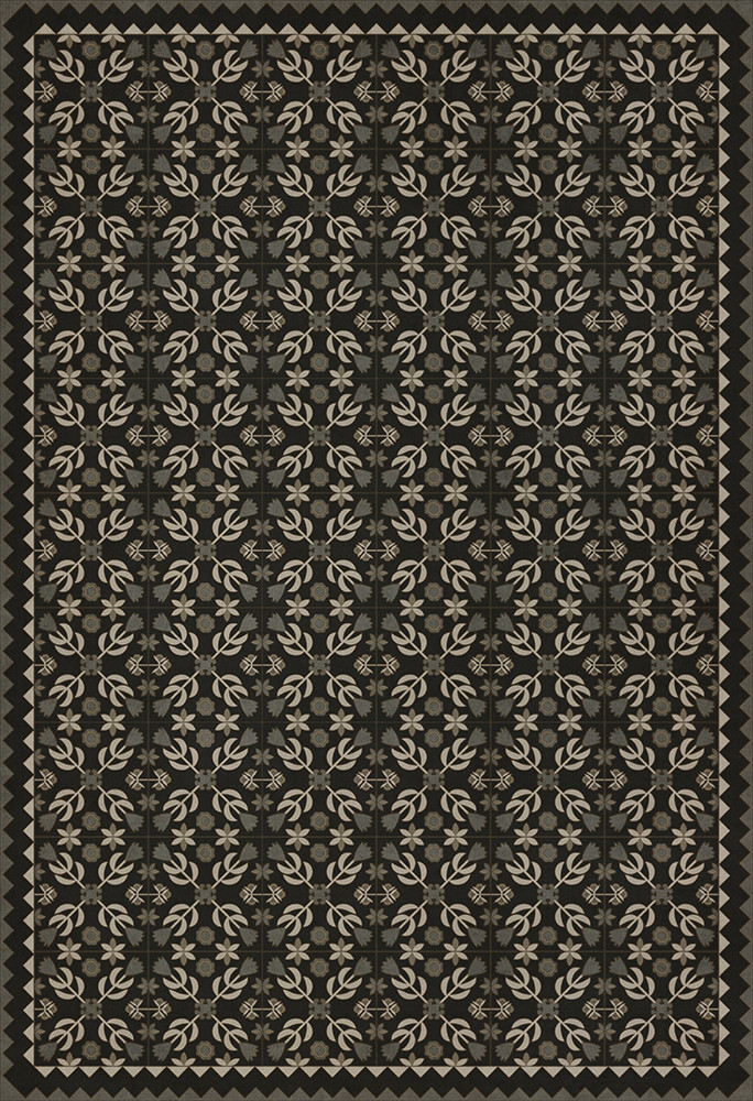 Floral Quilt First Day of Spring - vinyl floor cloth sizes 52x76, 70x102
