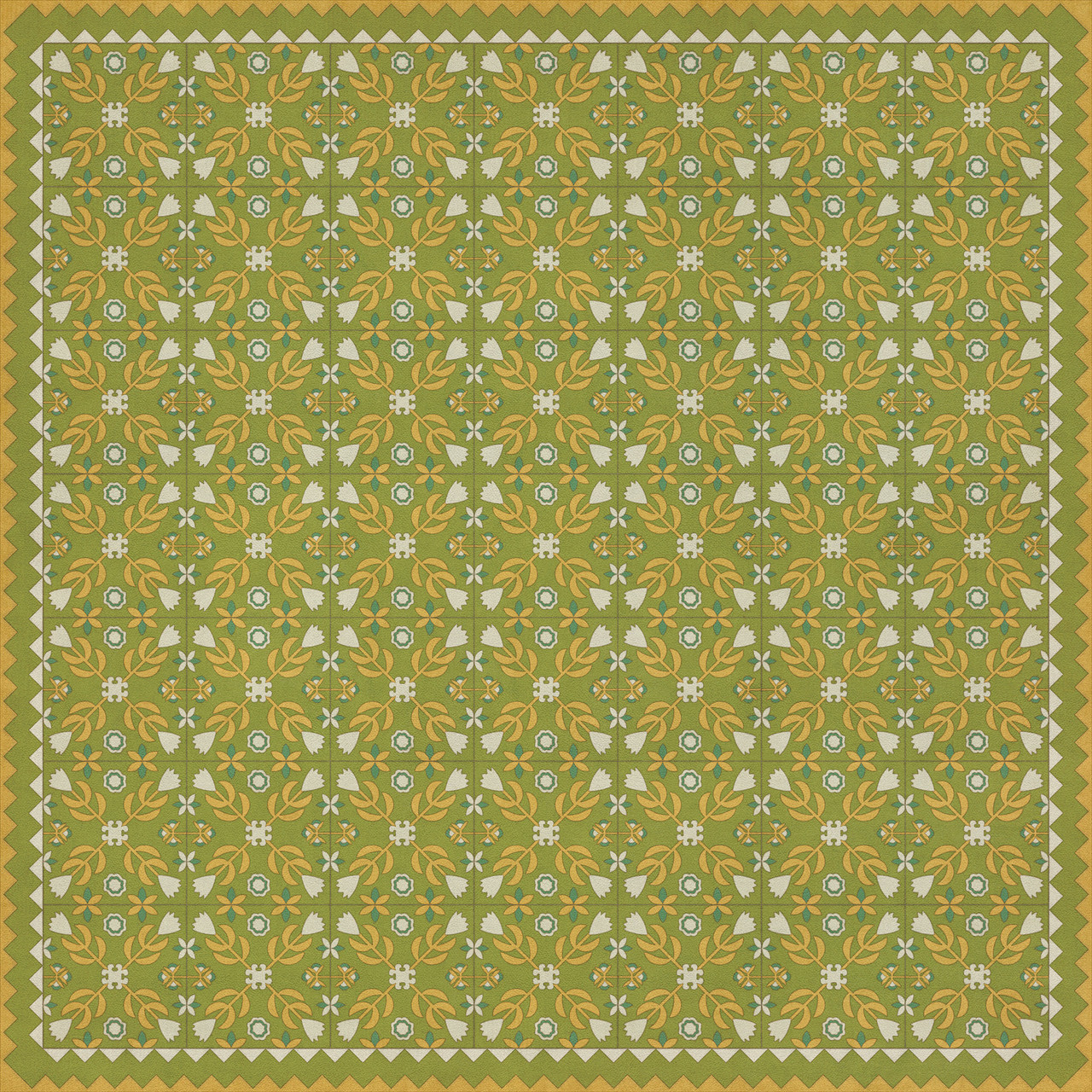 Floral Quilt First Day of Spring - vinyl floor cloth 84x84