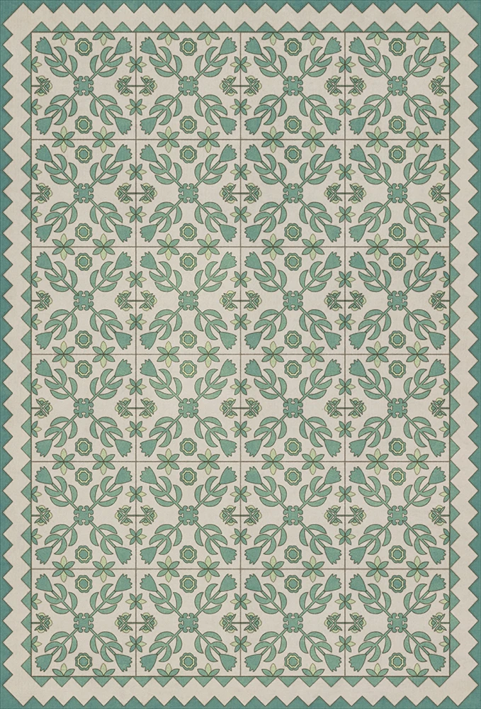 Floral Quilt First Snow - vinyl floor cloth sizes 20x30, 24x36, 30x44, 38x56