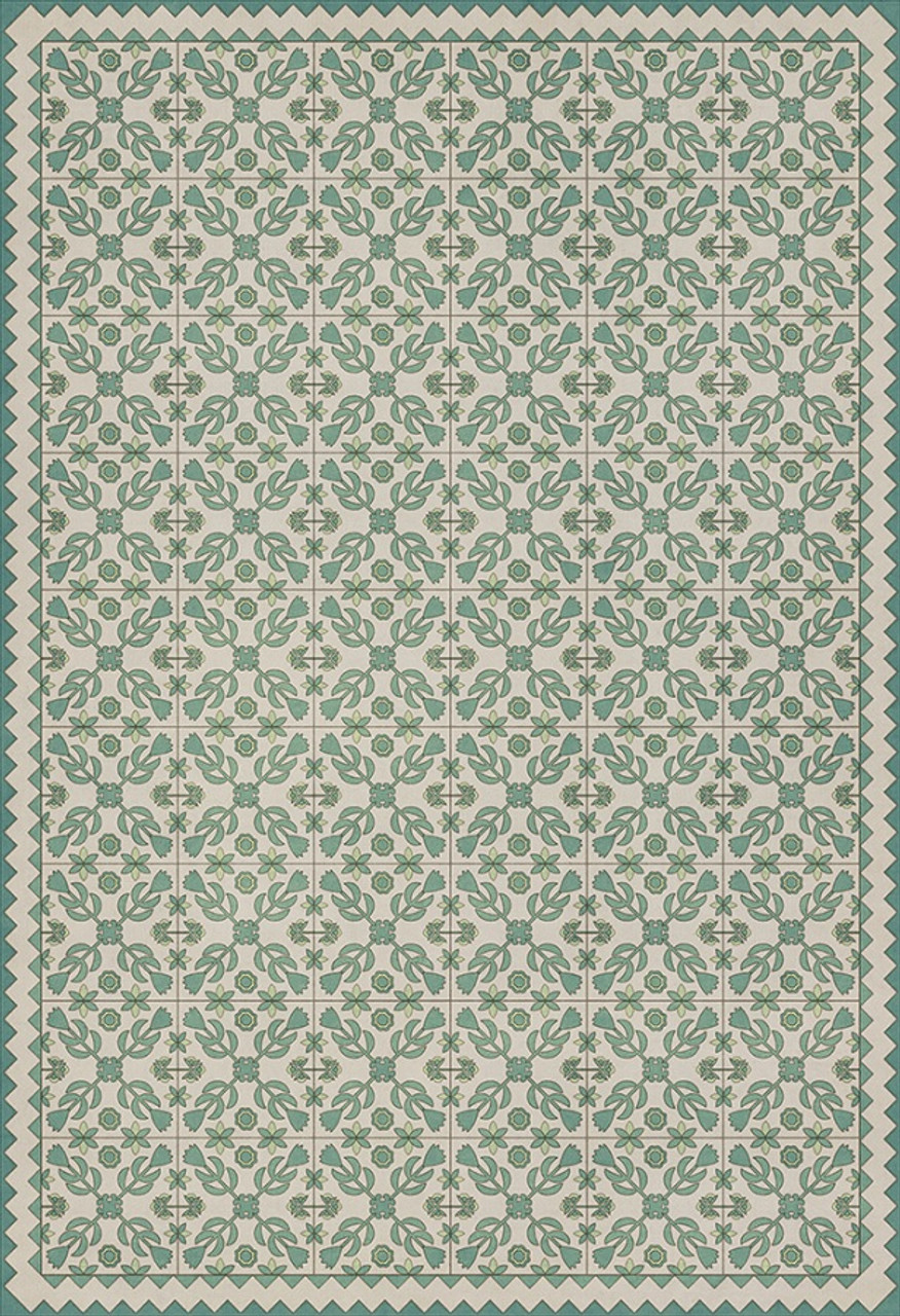Floral Quilt: First Snow - vinyl floor cloth