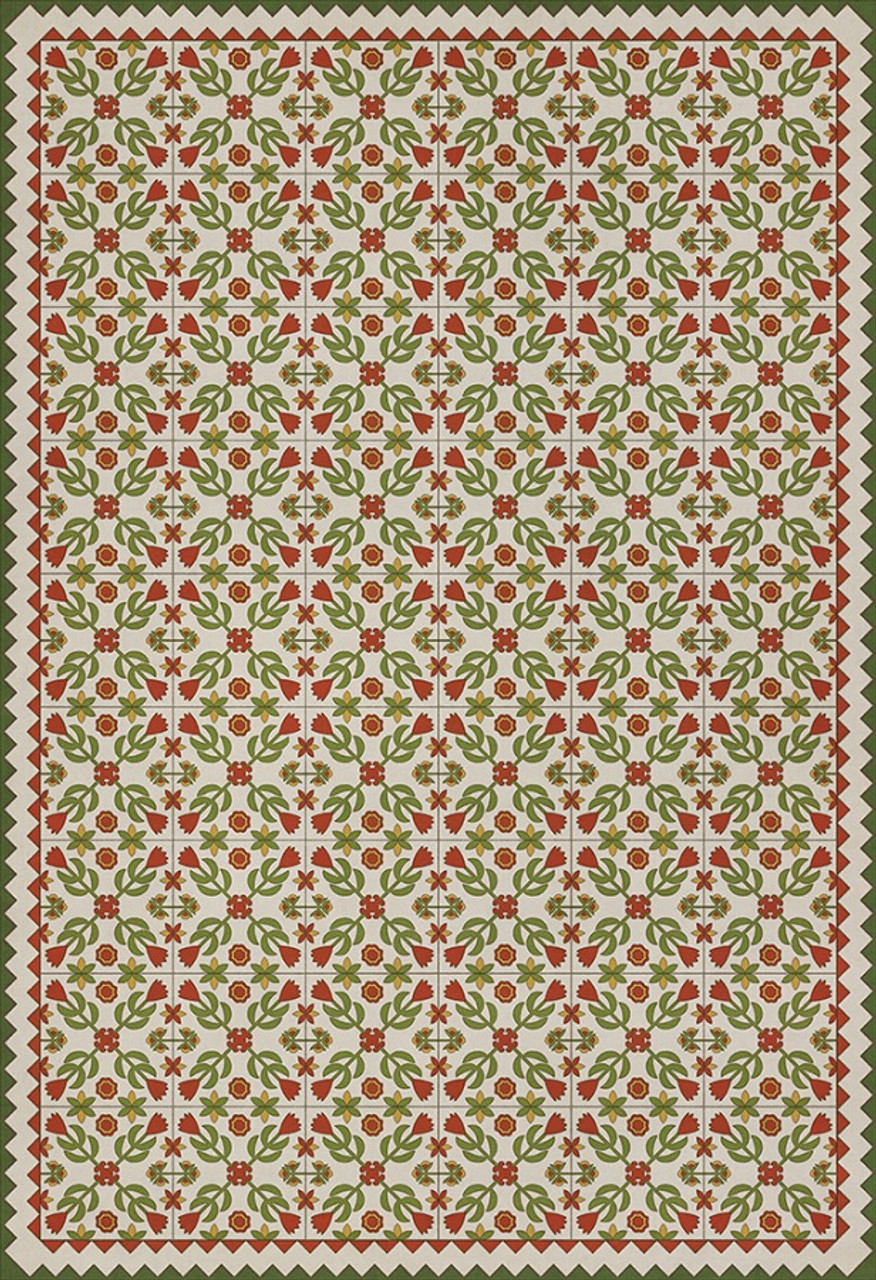 Floral Quilt: Flowers in the Mirror - vinyl floor cloth