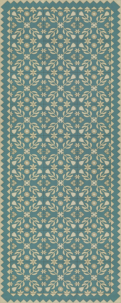 Floral Quilt Odes and Elegies - vinyl floor cloth sizes 30x75, 36x90