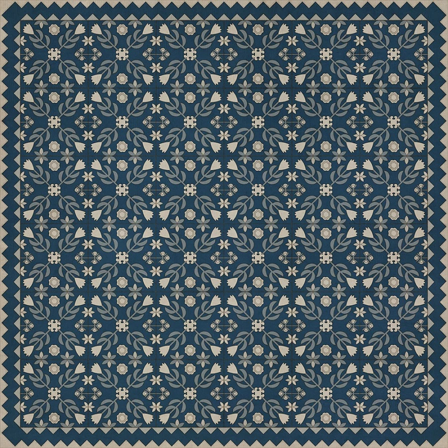 Floral Quilt Spring Rain - vinyl floor cloth sizes 60x60, 72x72