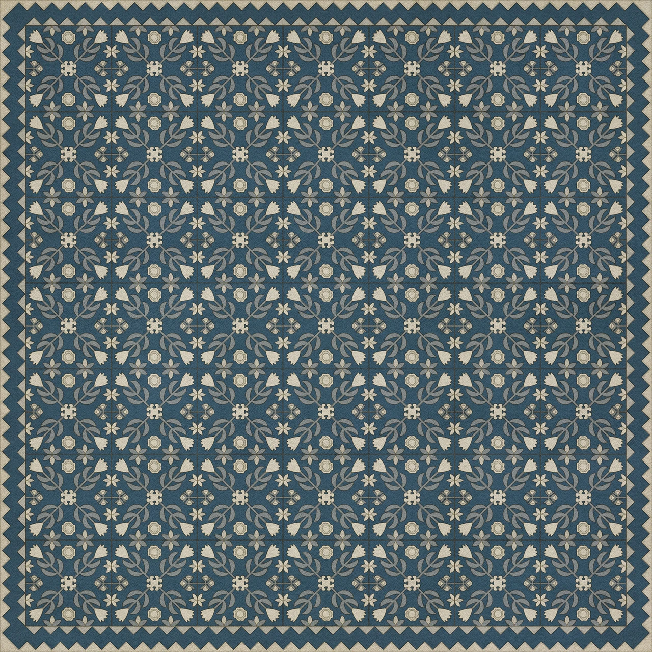 Floral Quilt Spring Rain - vinyl floor cloth 84x84