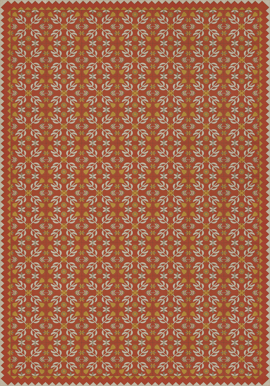 Floral Quilt This Old Village - vinyl floor cloth 84x120