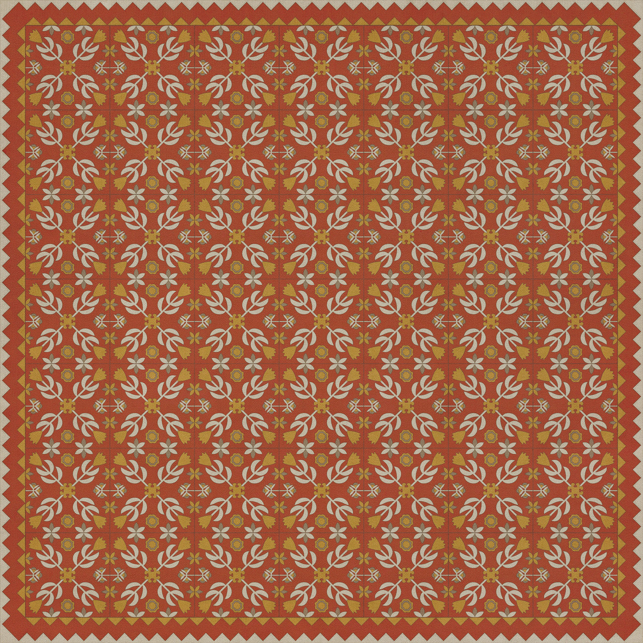 Floral Quilt This Old Village - vinyl floor cloth 84x84