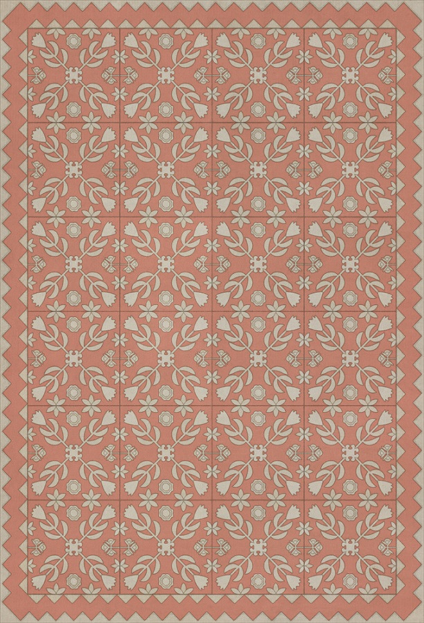 Floral Quilt This Old Village - vinyl floor cloth sizes 20x30, 24x36, 30x44, 38x56