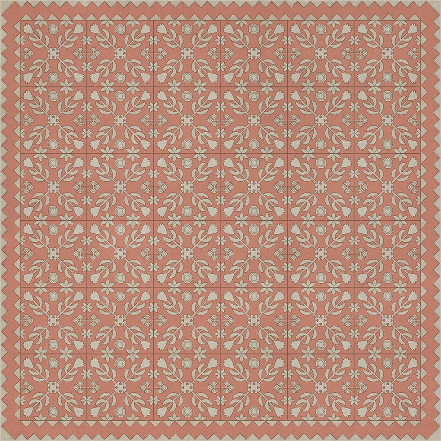 Floral Quilt This Old Village - vinyl floor cloth sizes 60x60, 72x72