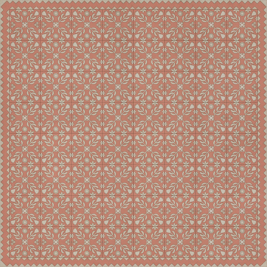 Floral Quilt This Old Village - vinyl floor cloth sizes 96x96, 120x120