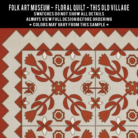 Floral Quilt This Old Village - vinyl floor cloth 5"x5" swatch