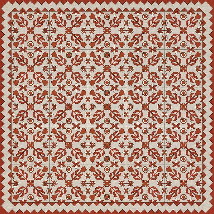 Floral Quilt This Old Village - vinyl floor cloth sizes 36x36, 48x48