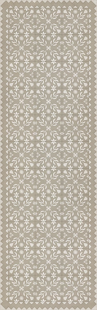 Floral Quilt The Woman in White - vinyl floor cloth sizes 24x77, 30x96, 26x83, 36x115