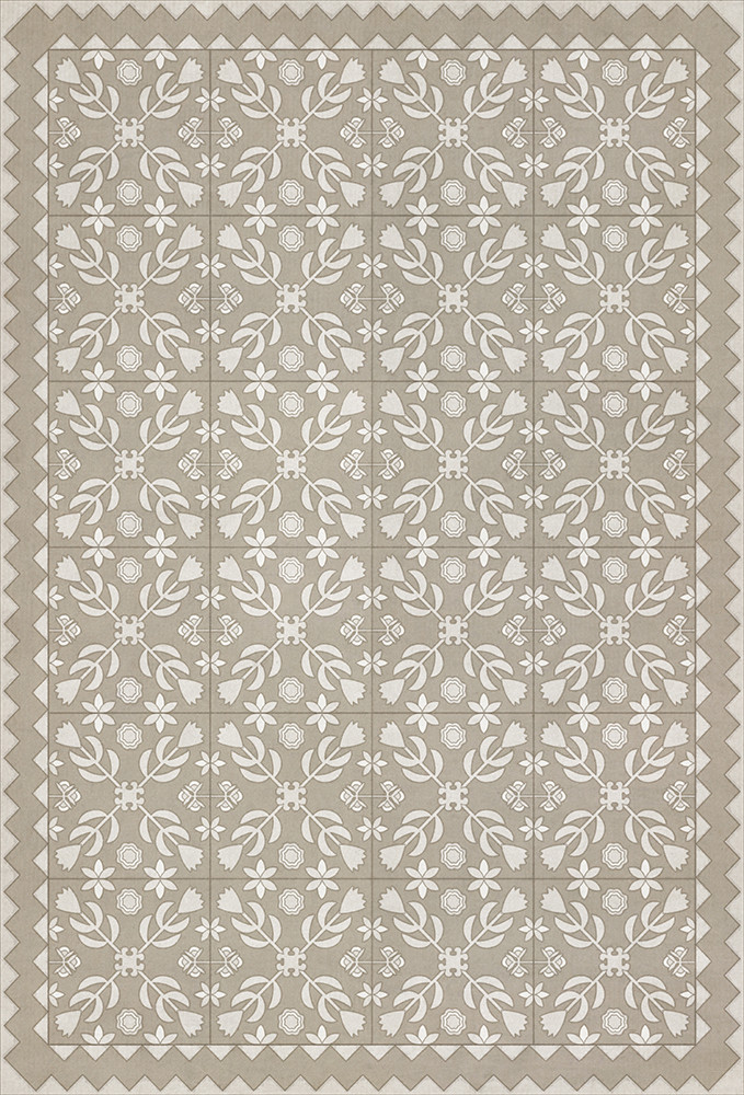 Floral Quilt The Woman in White - vinyl floor cloth sizes 52x76, 70x102
