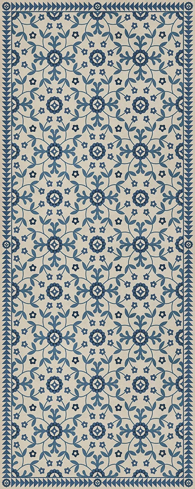 Whig Rose The Day Has Eyes - vinyl floor cloth sizes 30x75, 36x90