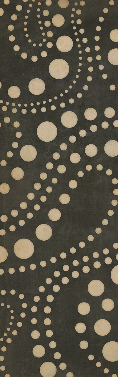 Classic Pattern 12 Black Hole - vinyl floor cloth sizes 26x83, 36x115