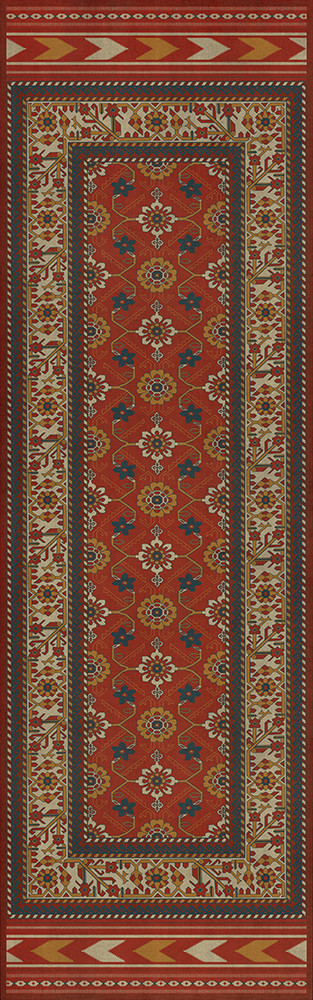 Balouch Jannat - vinyl floor cloth sizes 24x77, 30x96, 26x83, 36x115