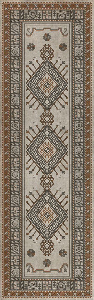 Bergama Emir - vinyl floor cloth sizes 24x77, 30x96, 26x83, 36x115