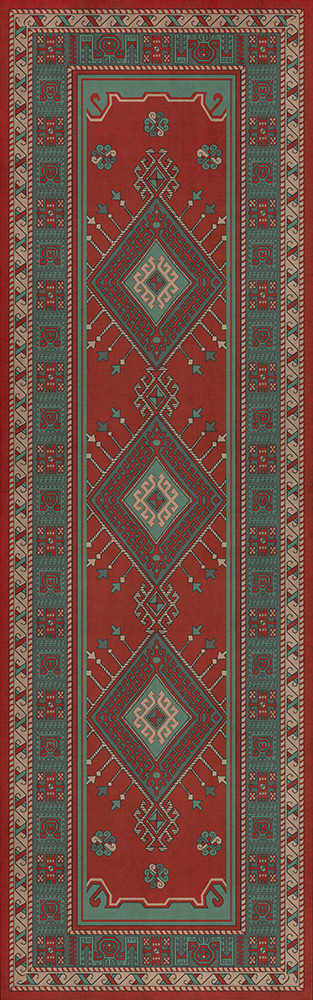 Bergama Ikbal - vinyl floor cloth sizes 24x77, 30x96, 26x83, 36x115