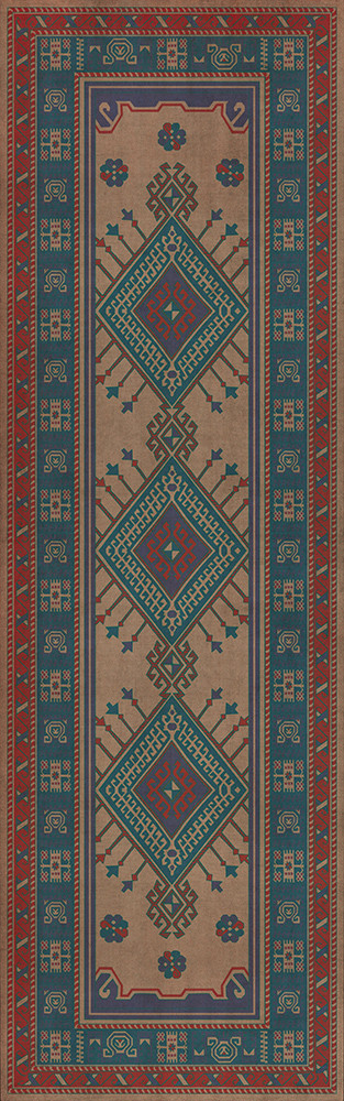 Bergama Makbule - vinyl floor cloth sizes 24x77, 30x96, 26x83, 36x115