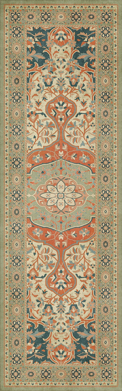 Farahan Roya - vinyl floor cloth sizes 24x77, 30x96, 26x83, 36x115