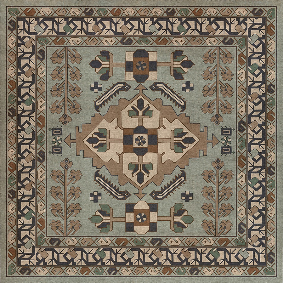Hamadan Sadiq - vinyl floor cloth 36x36