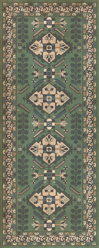 Hamadan Yakamoz - vinyl floor cloth sizes 30x75, 36x90
