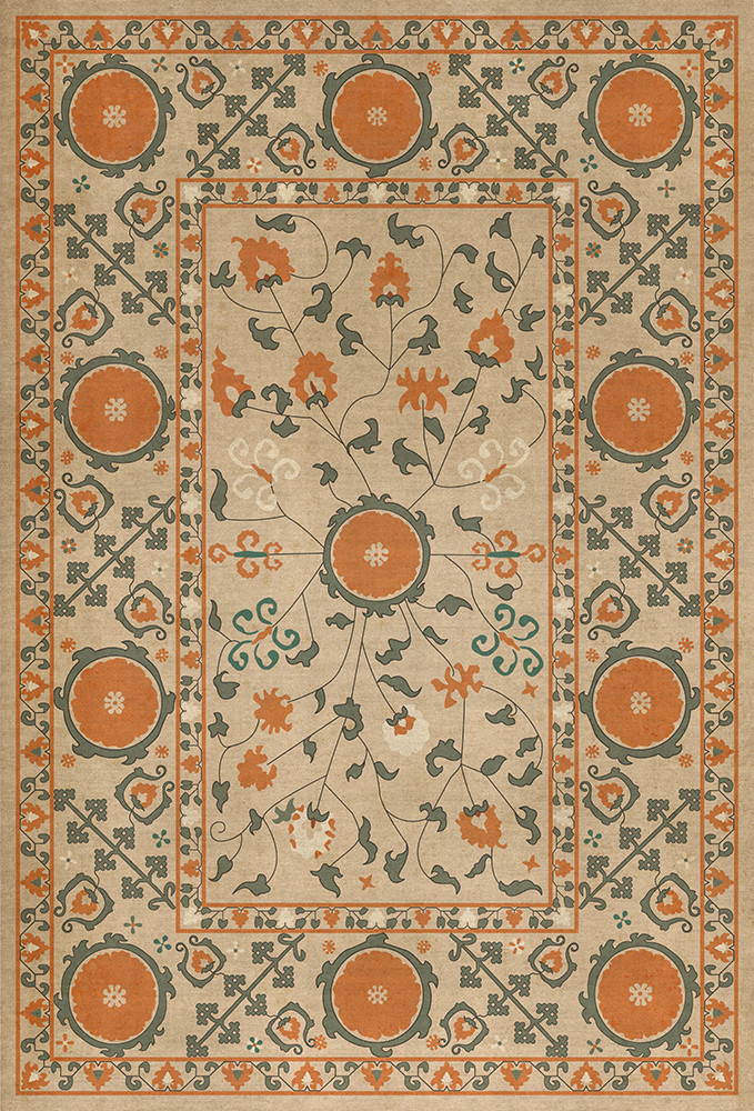 Samarkand Bahora - vinyl floor cloth sizes 30x44, 38x56