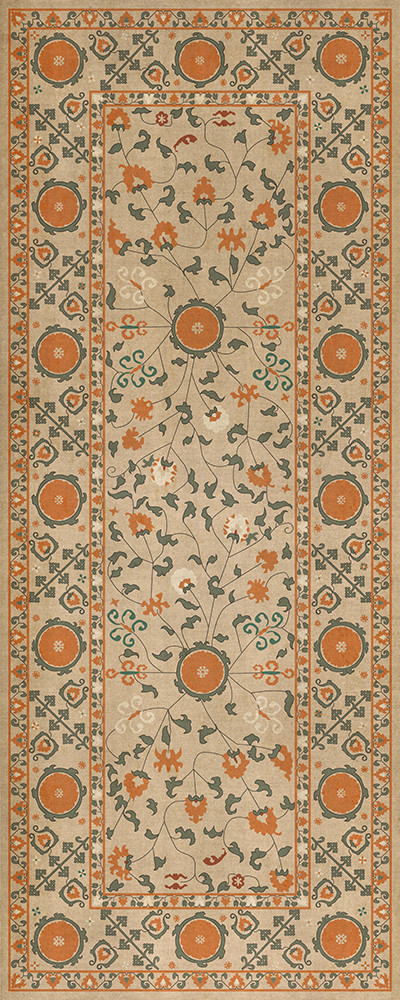 Samarkand Bahora - vinyl floor cloth sizes 30x75, 36x90