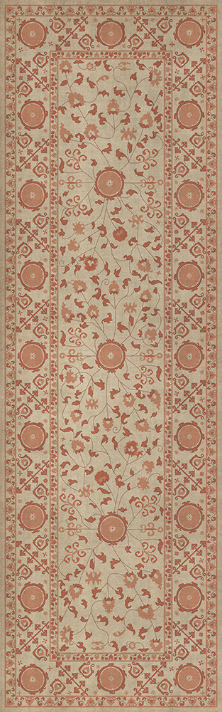Samarkand Gazal - vinyl floor cloth sizes 24x77, 30x96, 26x83, 36x115