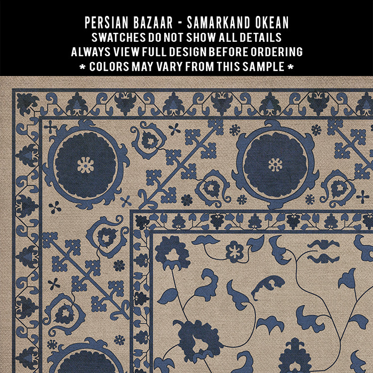 Samarkand Okean - vinyl floor cloth 5"x5" swatch