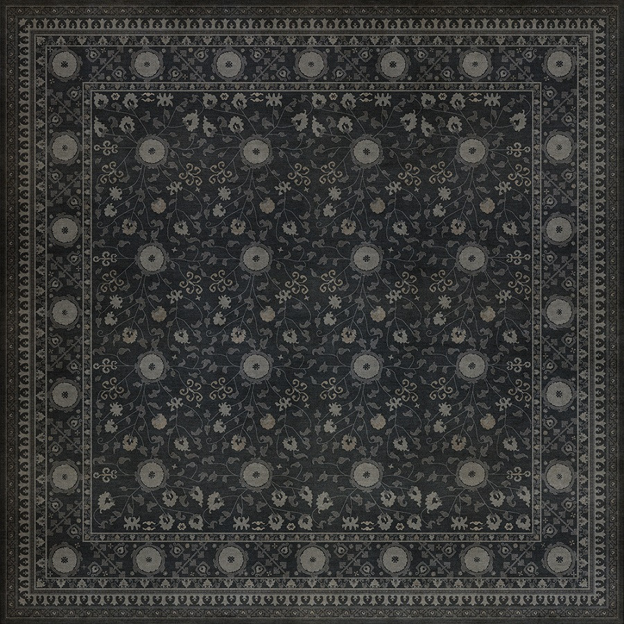 Samarkand Qora - vinyl floor cloth sizes 84x84, 96x96