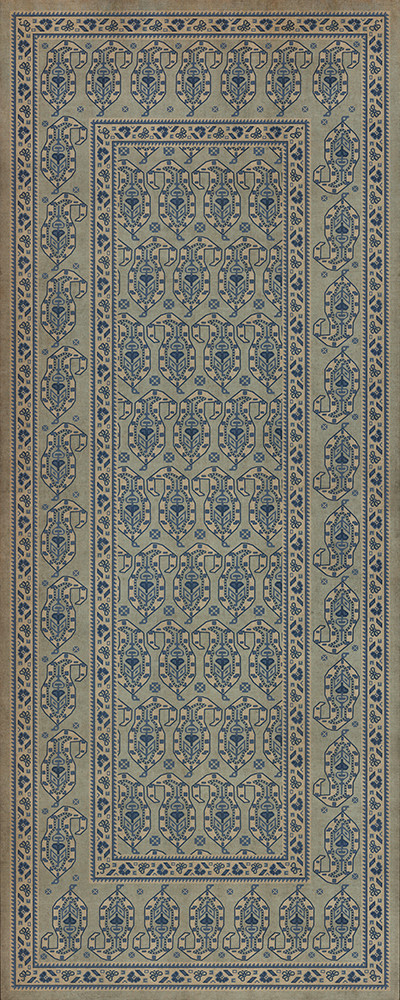 Kintala Albastru - vinyl floor cloth sizes 30x75, 36x90