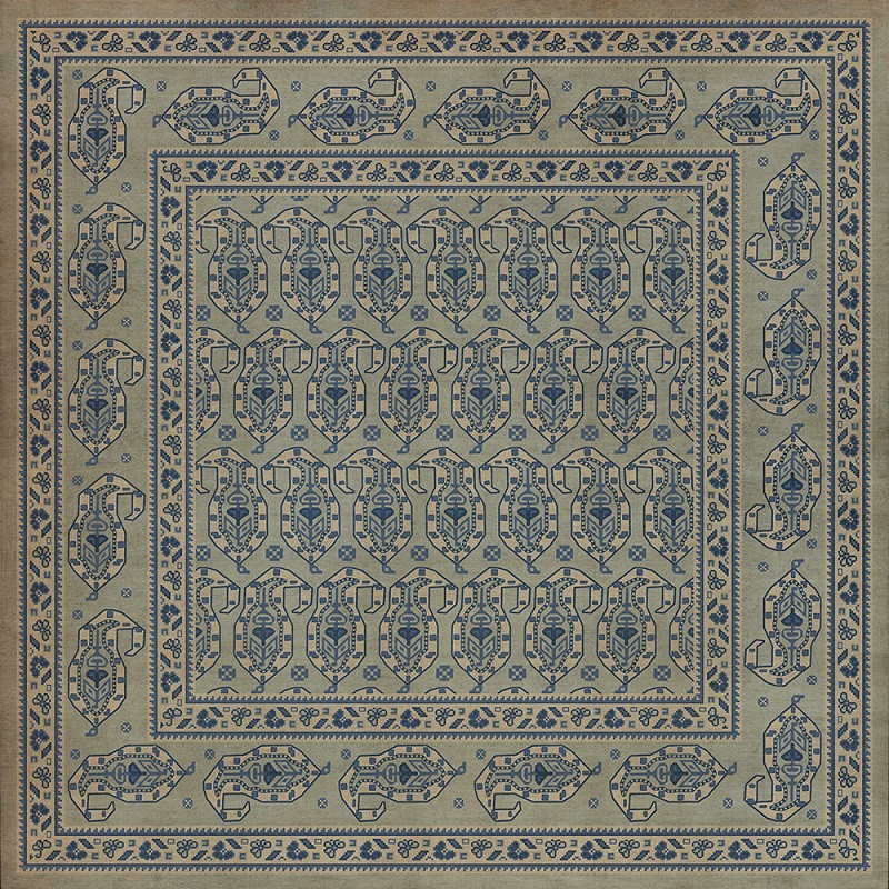 Kintala Albastru - vinyl floor cloth 48x48