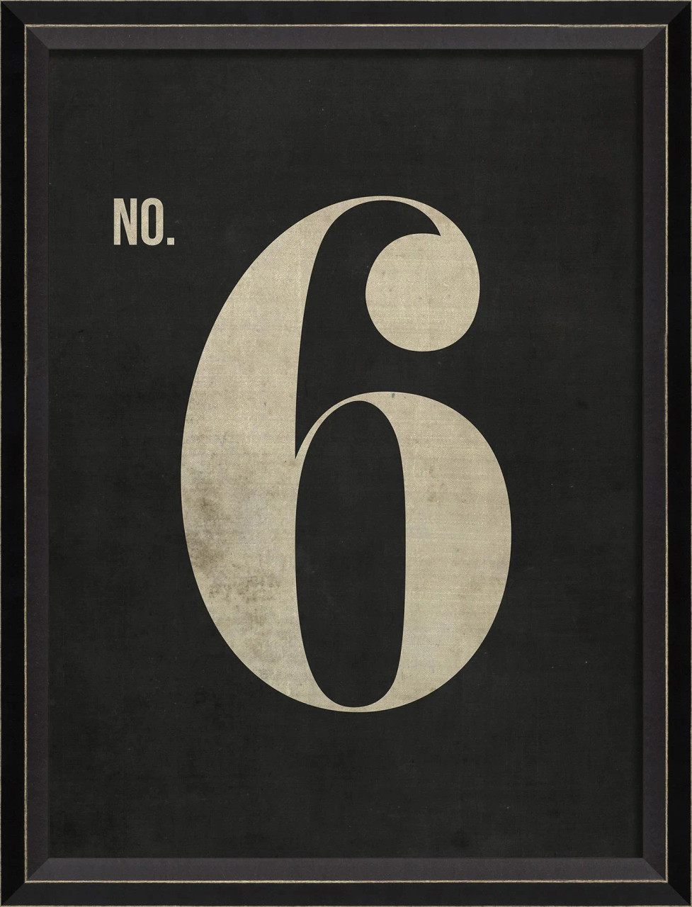 Number 6 on black - large Spicher and Company wall art