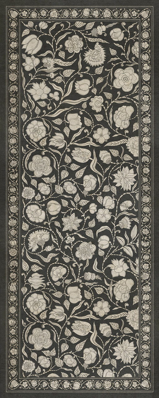 Antique Floral My Dear and Loving Husband - vinyl floor cloth size 36x90