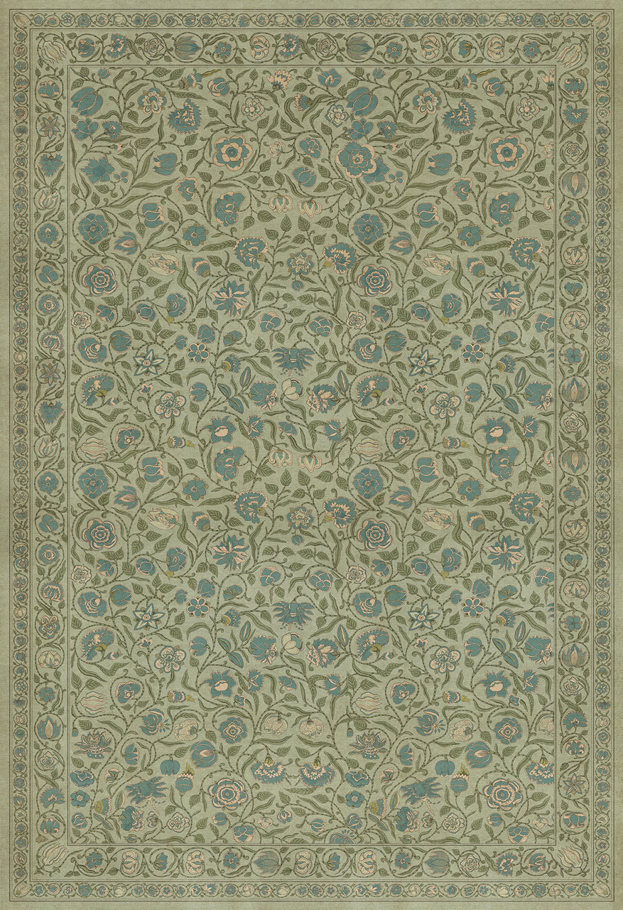 Williamsburg Antique Floral A Joy of Earth - vinyl floor cloth sizes 96x140, 120x175