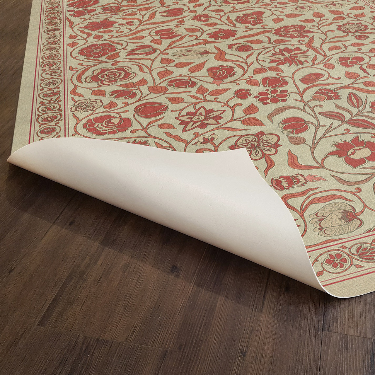 Williamsburg Antique Floral Return Home - vinyl floor cloth underside 