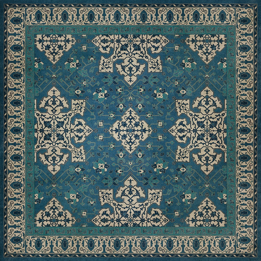Williamsburg Star Ushak Calm Shades - vinyl floor cloth sizes 60x60, 72x72