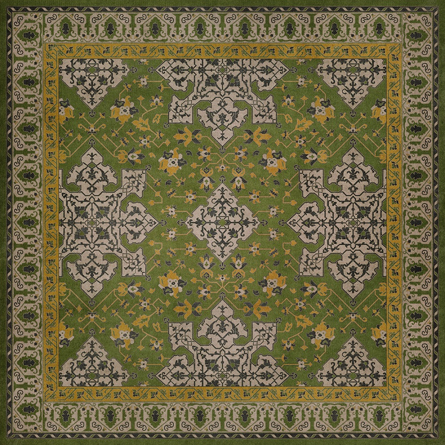 Williamsburg Star Ushak Earths Charms - vinyl floor cloth sizes 60x60, 72x72, 84x84