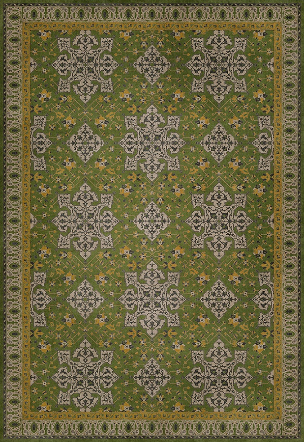 Williamsburg Star Ushak Earths Charms - vinyl floor cloth sizes 96x140, 120x175