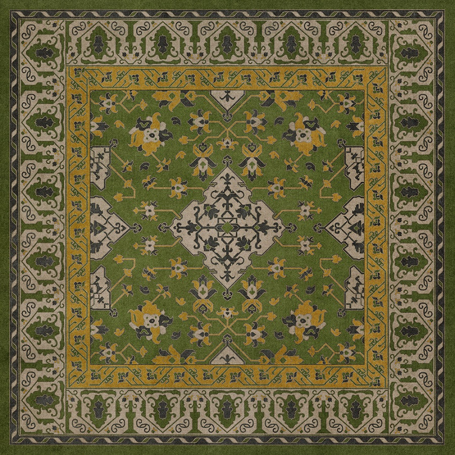 Williamsburg Star Ushak Earths Charms - vinyl floor cloth sizes 36x36, 48x48