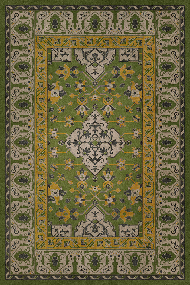 Williamsburg Star Ushak Earths Charms - vinyl floor cloth sizes 20x30, 24x36, 38x56