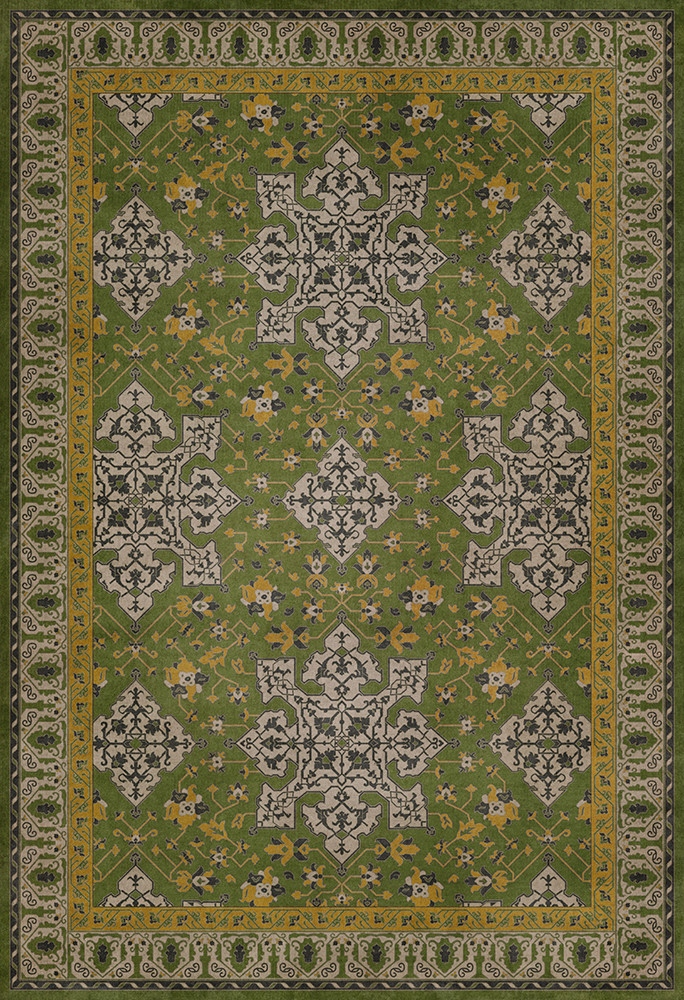 Williamsburg Star Ushak Earths Charms - vinyl floor cloth sizes 52x76, 70x102, 84x120