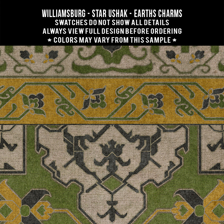 Williamsburg Star Ushak Earths Charms - vinyl floor cloth 5"x5" swatch sample